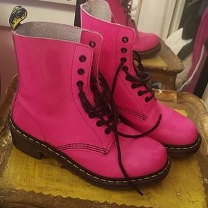 Hot Pink Dr. Martens Heeled Boots